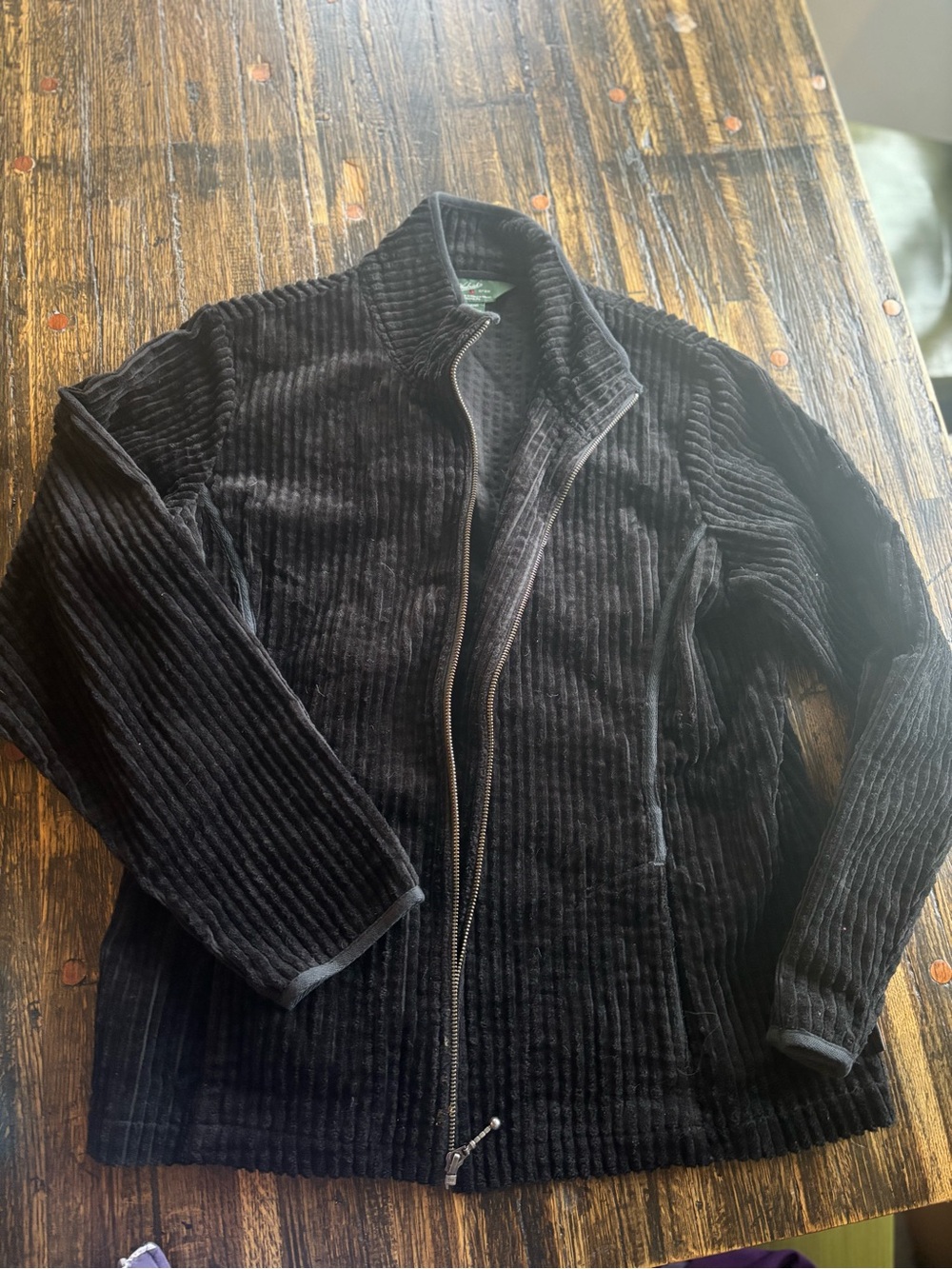 Woolrich Black Corduroy Zip-Front Bomber Jacket 100% cotton